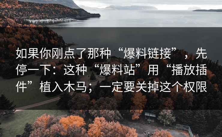 如果你刚点了那种“爆料链接”，先停一下：这种“爆料站”用“播放插件”植入木马；一定要关掉这个权限