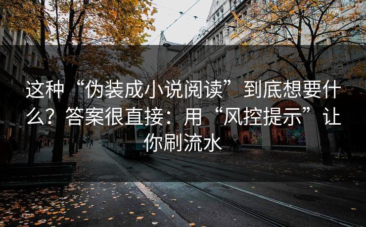 这种“伪装成小说阅读”到底想要什么？答案很直接：用“风控提示”让你刷流水
