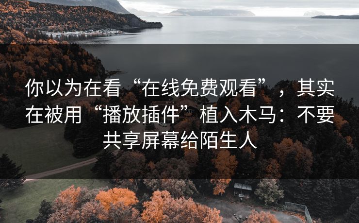 你以为在看“在线免费观看”，其实在被用“播放插件”植入木马：不要共享屏幕给陌生人