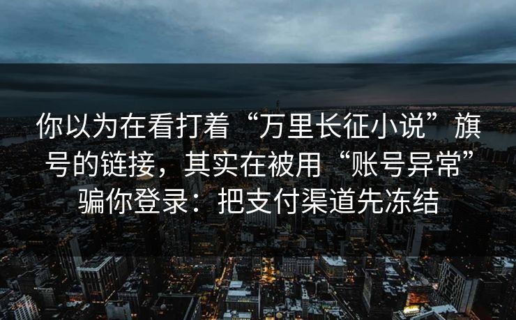 你以为在看打着“万里长征小说”旗号的链接，其实在被用“账号异常”骗你登录：把支付渠道先冻结