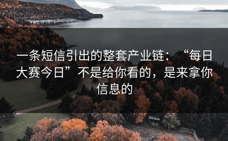 一条短信引出的整套产业链：“每日大赛今日”不是给你看的，是来拿你信息的