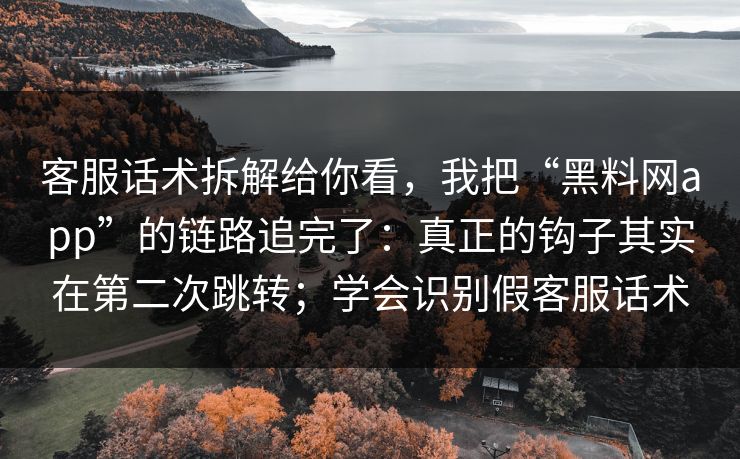 客服话术拆解给你看，我把“黑料网app”的链路追完了：真正的钩子其实在第二次跳转；学会识别假客服话术