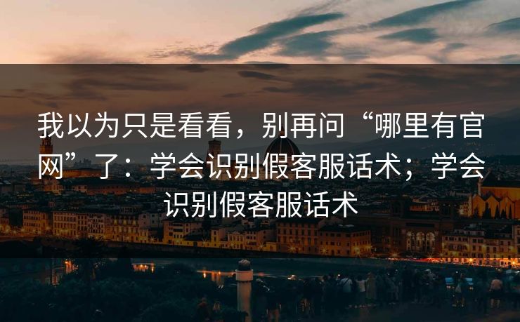 我以为只是看看，别再问“哪里有官网”了：学会识别假客服话术；学会识别假客服话术