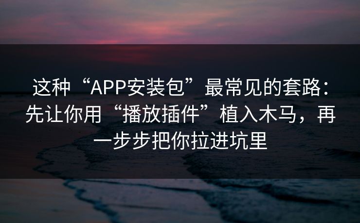 这种“APP安装包”最常见的套路：先让你用“播放插件”植入木马，再一步步把你拉进坑里