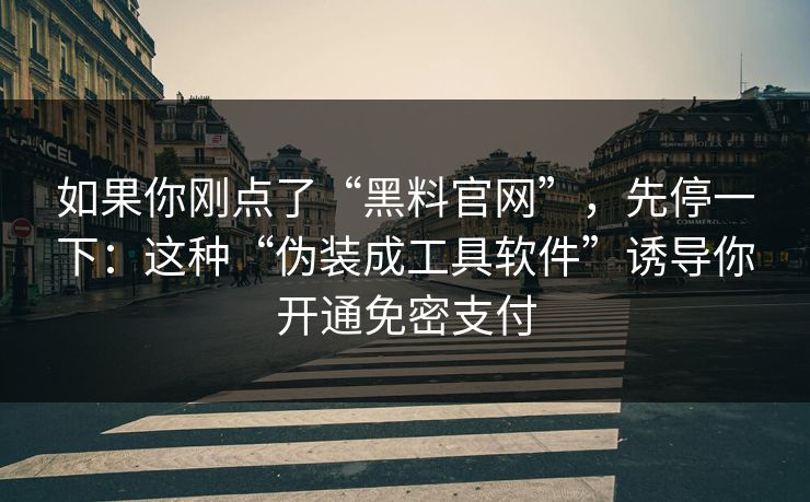 如果你刚点了“黑料官网”，先停一下：这种“伪装成工具软件”诱导你开通免密支付