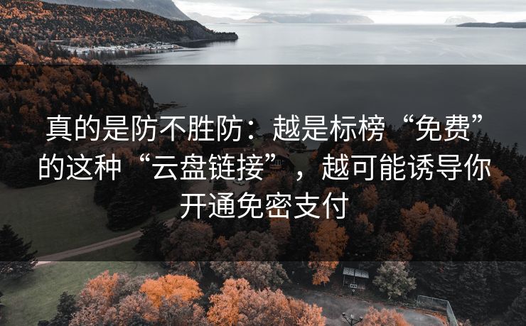 真的是防不胜防：越是标榜“免费”的这种“云盘链接”，越可能诱导你开通免密支付